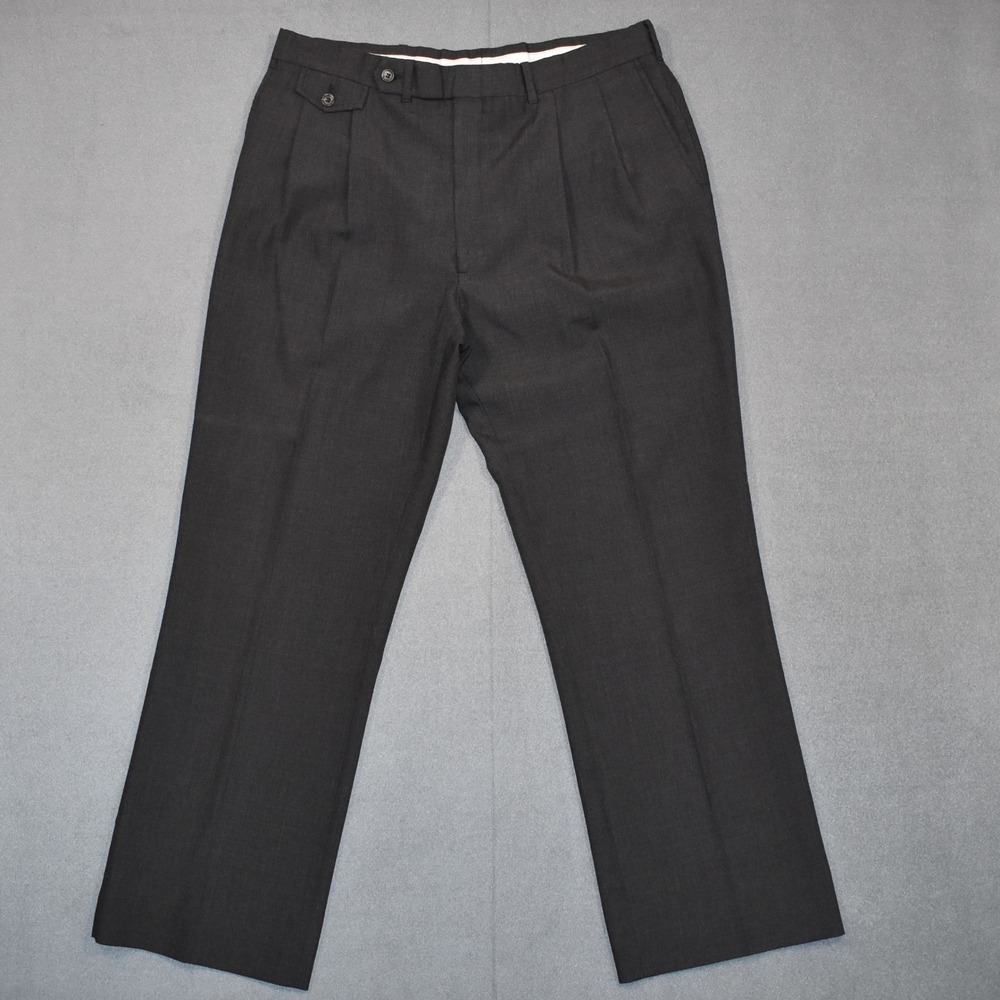 VTG Kuppenheimer Hopsack Pleated Mens Slacks 36x29 Dark Gray wool